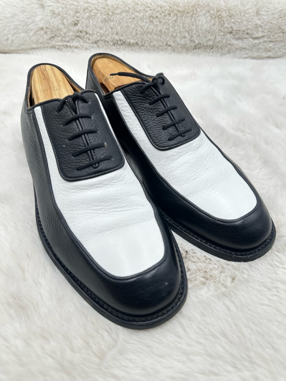 Gravati Mens Two Tone Leather Oxford Dress Shoes Black White size 10 - Picture 3 of 12